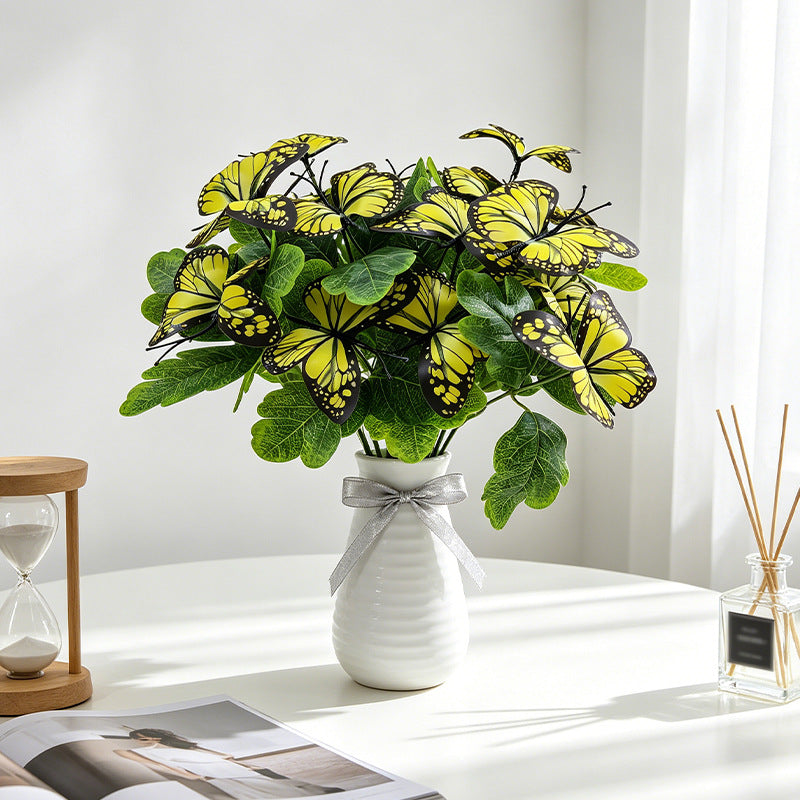 Flores artificiales de mariposa, 5 ramos de 29 cm, 5 cabezas de 8 cm cada una, para bodas y decoración de eventos