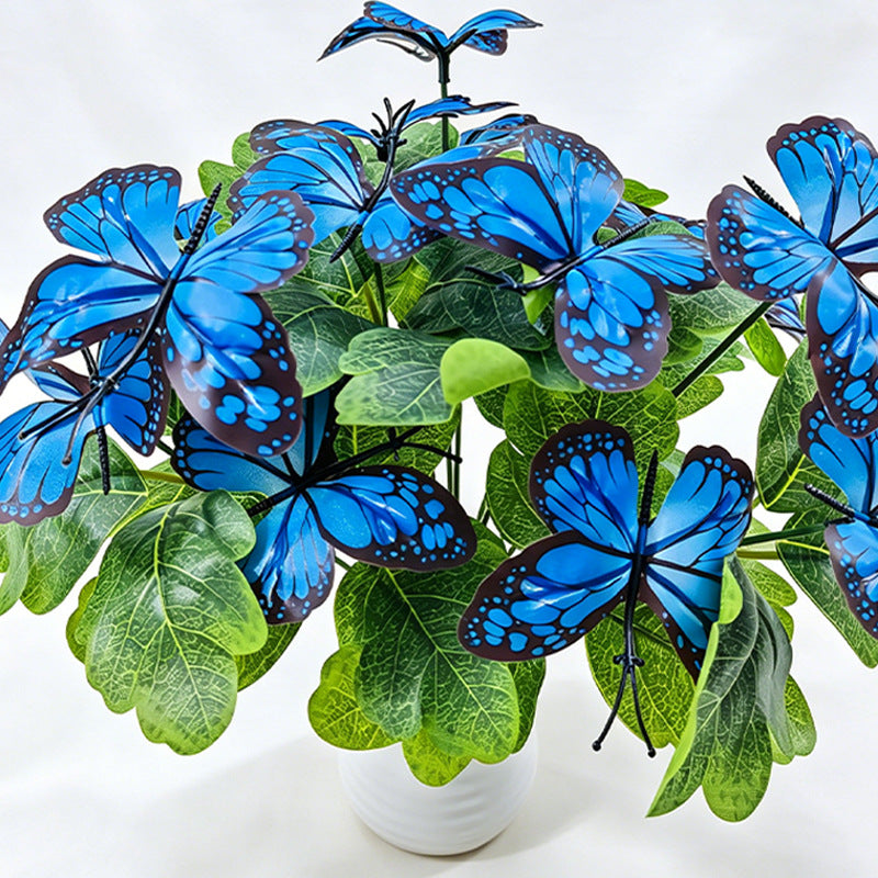 Flores artificiales de mariposa, 5 ramos de 29 cm, 5 cabezas de 8 cm cada una, para bodas y decoración de eventos