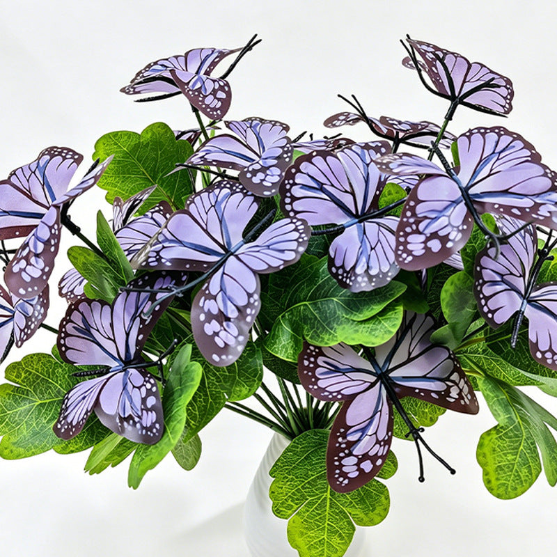 Flores artificiales de mariposa, 5 ramos de 29 cm, 5 cabezas de 8 cm cada una, para bodas y decoración de eventos