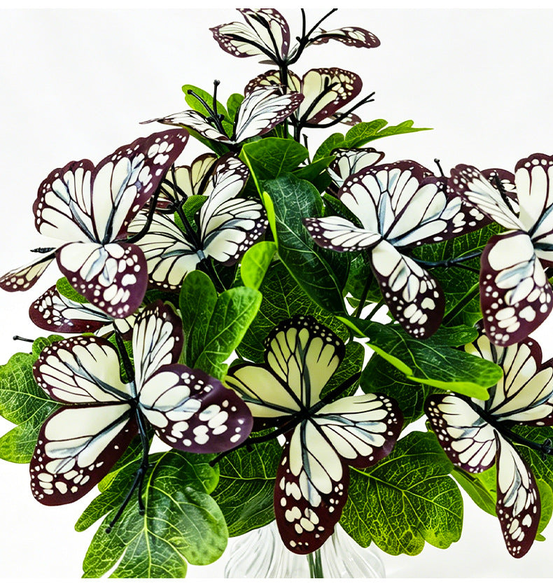 Flores artificiales de mariposa, 5 ramos de 29 cm, 5 cabezas de 8 cm cada una, para bodas y decoración de eventos