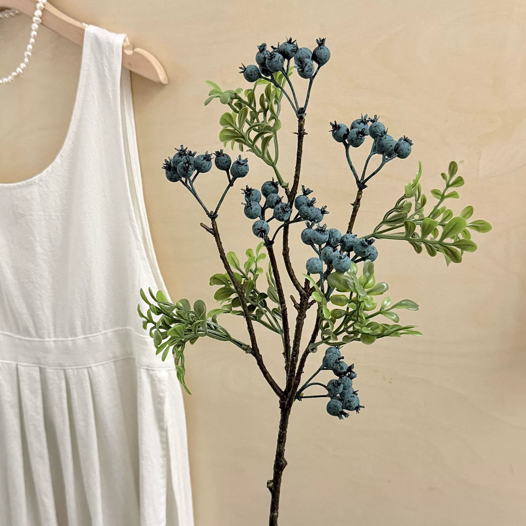 Ramo artificial de arándanos azules, 62 cm, espuma, decoración de interior, estilo rústico, para hogar, escaparate, hotel