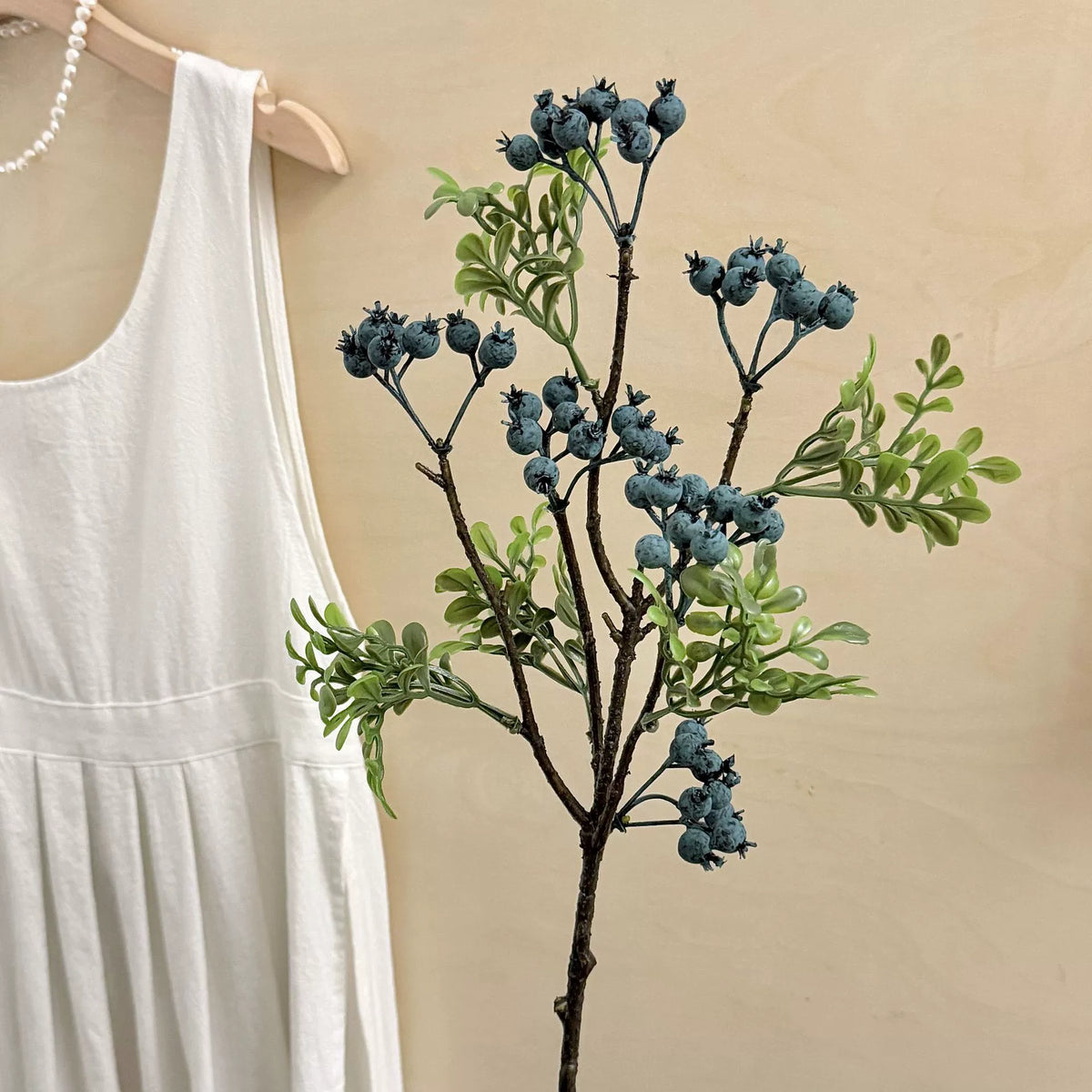 Ramo artificial de arándanos azules, 62 cm, espuma, decoración de interior, estilo rústico, para hogar, escaparate, hotel
