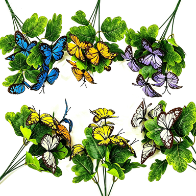 Flores artificiales de mariposa, 5 ramos de 29 cm, 5 cabezas de 8 cm cada una, para bodas y decoración de eventos