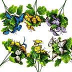 Flores artificiales de mariposa, 5 ramos de 29 cm, 5 cabezas de 8 cm cada una, para bodas y decoración de eventos