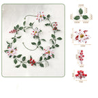 Guirnalda de Flores Artificiales de Bayas de Poinsettia Rojo y Blanco, 175 cm, Decoración Festiva para Hogar y Celebraciones