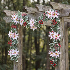 Guirnalda de Flores Artificiales de Bayas de Poinsettia Rojo y Blanco, 175 cm, Decoración Festiva para Hogar y Celebraciones