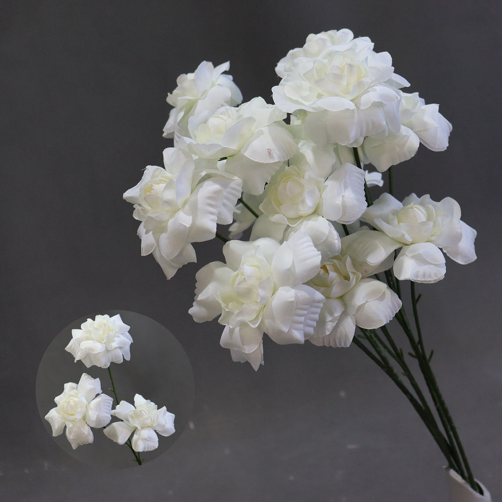 Ramo artificial de 'Beso de Hada' 60 cm, 3 flores de seda 8 cm, decoración boda pasillo altar comercial