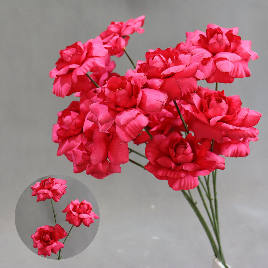 Ramo artificial de 'Beso de Hada' 60 cm, 3 flores de seda 8 cm, decoración boda pasillo altar comercial