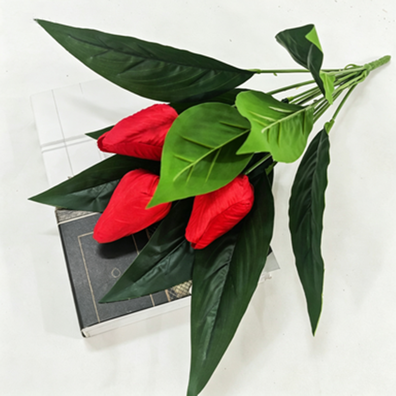 Ramita de Tulipán Artificial, 40 cm, 3 Flores, Decoración para Hogar, Sin Maceta