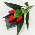 Ramita de Tulipán Artificial, 40 cm, 3 Flores, Decoración para Hogar, Sin Maceta