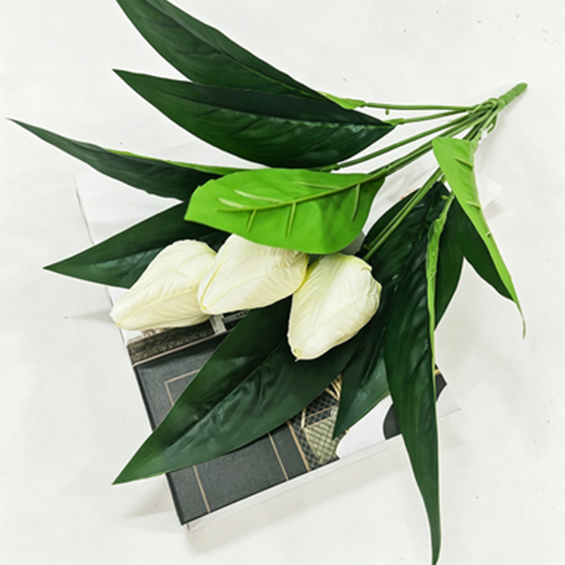 Ramita de Tulipán Artificial, 40 cm, 3 Flores, Decoración para Hogar, Sin Maceta