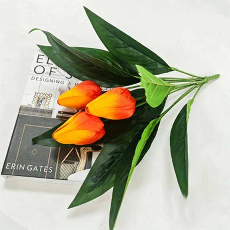 Ramita de Tulipán Artificial, 40 cm, 3 Flores, Decoración para Hogar, Sin Maceta