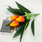Ramita de Tulipán Artificial, 40 cm, 3 Flores, Decoración para Hogar, Sin Maceta