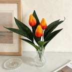 Ramita de Tulipán Artificial, 40 cm, 3 Flores, Decoración para Hogar, Sin Maceta