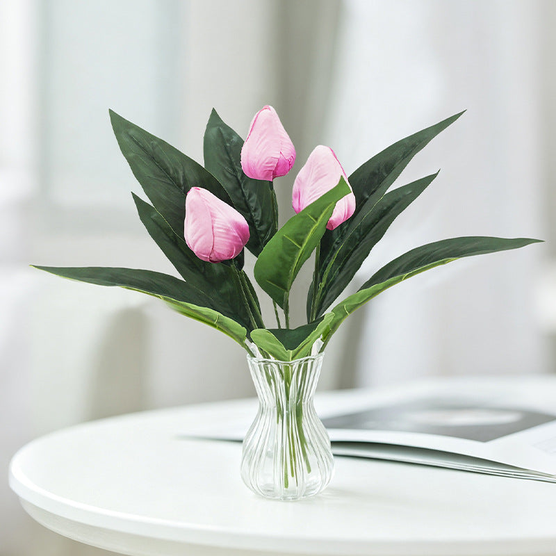 Ramita de Tulipán Artificial, 40 cm, 3 Flores, Decoración para Hogar, Sin Maceta