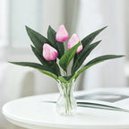Ramita de Tulipán Artificial, 40 cm, 3 Flores, Decoración para Hogar, Sin Maceta