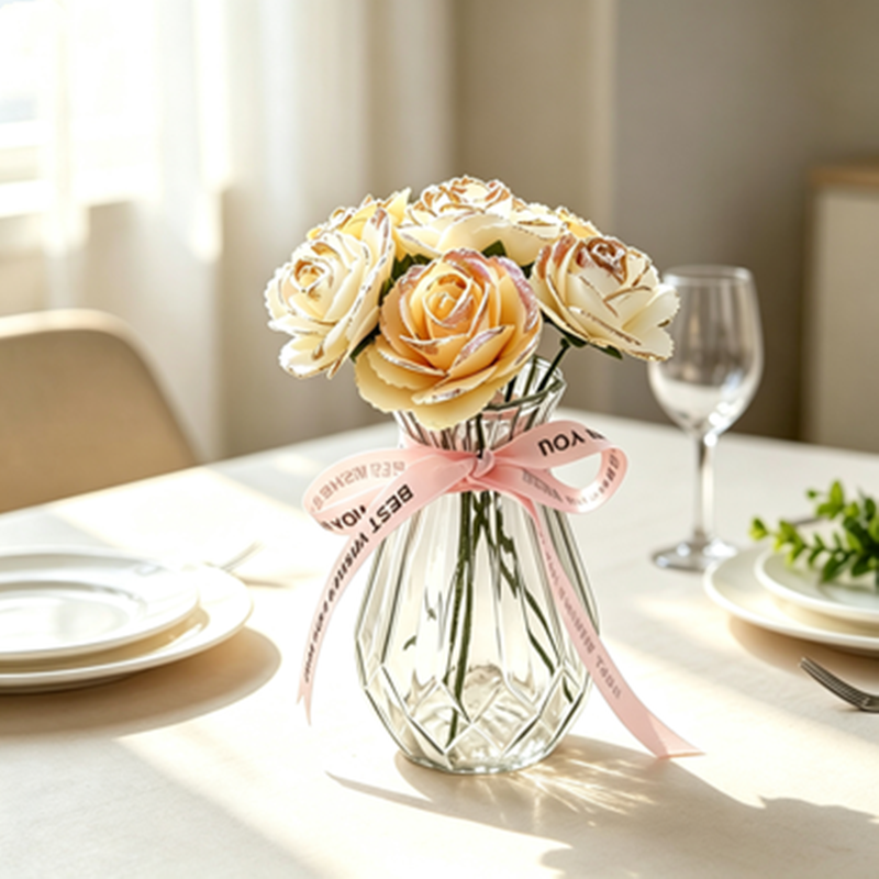 25 cabezas de rosas artificiales sueltas con brillo dorado, 5.5 cm, espuma, DIY decoración mesa escaparate fotos