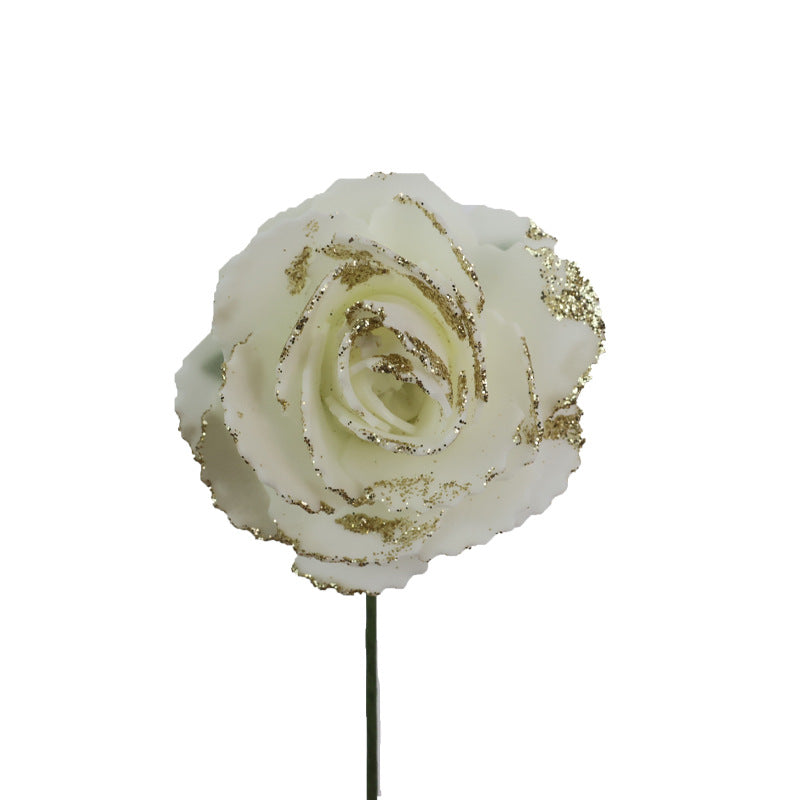 25 cabezas de rosas artificiales sueltas con brillo dorado, 5.5 cm, espuma, DIY decoración mesa escaparate fotos