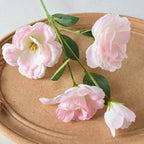 Flores artificiales de lisianthus, ramo de 4 tallos con flores de 9,5 cm, decoración para bodas y hogar, 57 cm de altura
