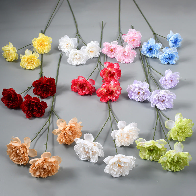 Ramo de Peonías Artificiales, 3 Flores, 66 cm de Altura, Decoración para Bodas, Hogar y Hoteles
