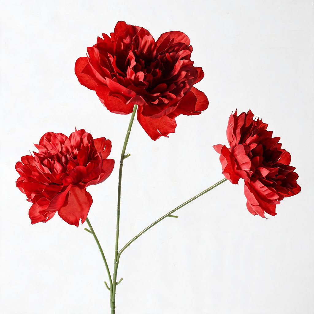 Ramo de Peonías Artificiales, 3 Flores, 66 cm de Altura, Decoración para Bodas, Hogar y Hoteles