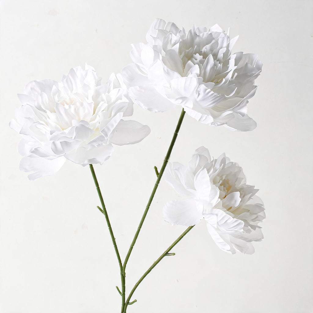 Ramo de Peonías Artificiales, 3 Flores, 66 cm de Altura, Decoración para Bodas, Hogar y Hoteles