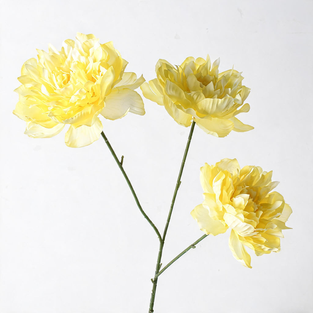 Ramo de Peonías Artificiales, 3 Flores, 66 cm de Altura, Decoración para Bodas, Hogar y Hoteles