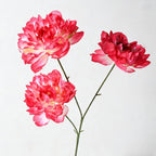 Ramo de Peonías Artificiales, 3 Flores, 66 cm de Altura, Decoración para Bodas, Hogar y Hoteles
