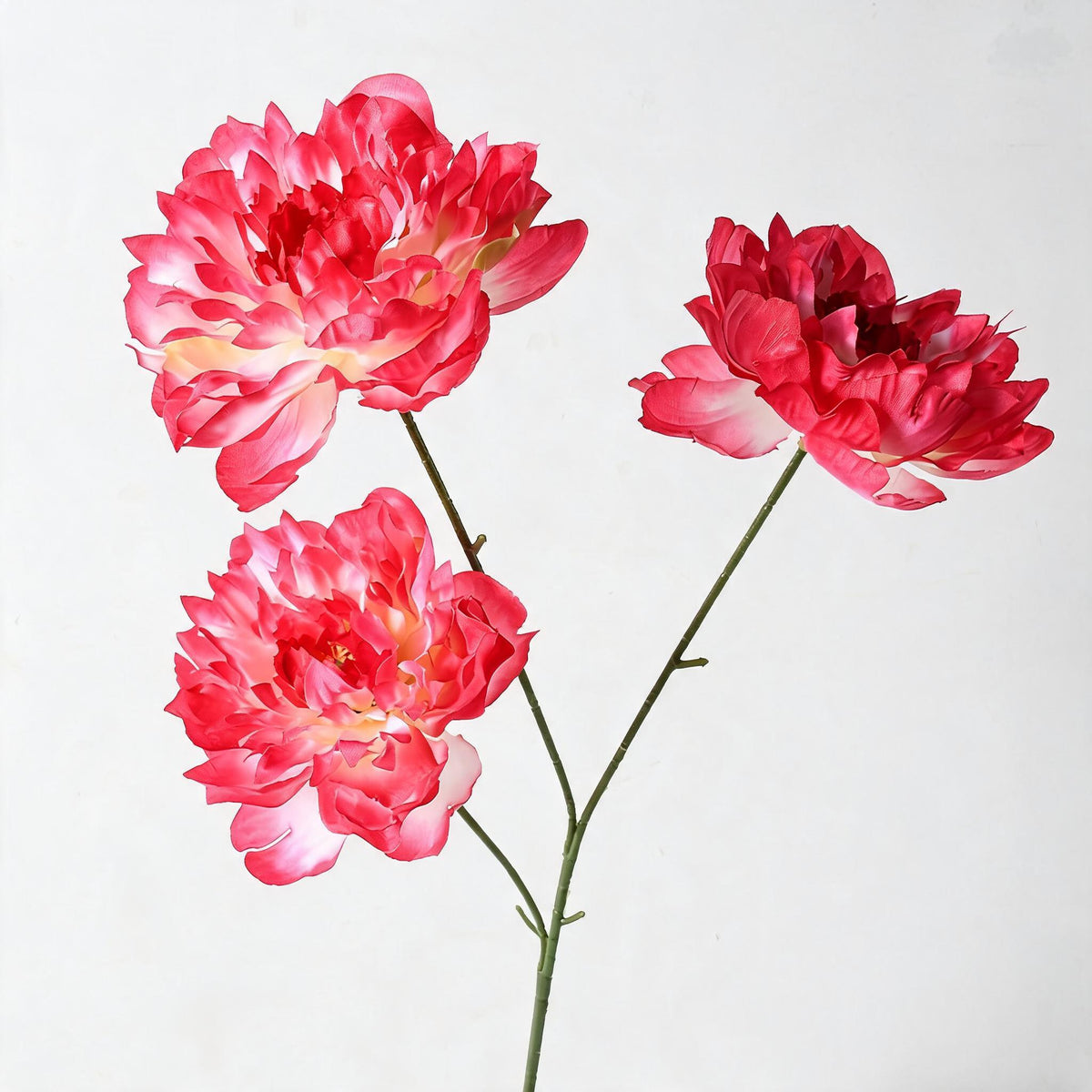 Ramo de Peonías Artificiales, 3 Flores, 66 cm de Altura, Decoración para Bodas, Hogar y Hoteles