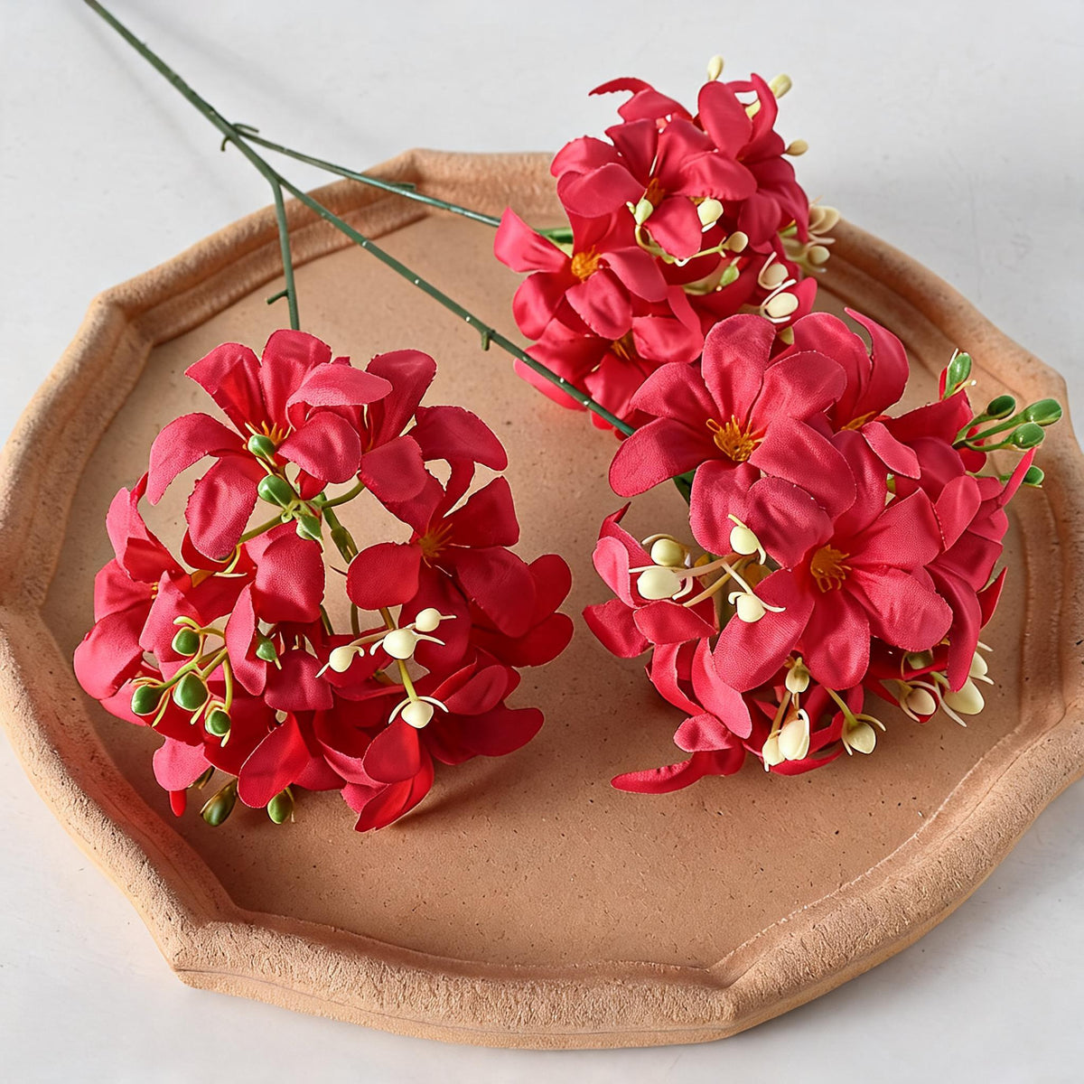 Hortensia artificial de seda para boda, 3 cabezas, 70 cm de altura, decoración de evento y mesa, sin maceta