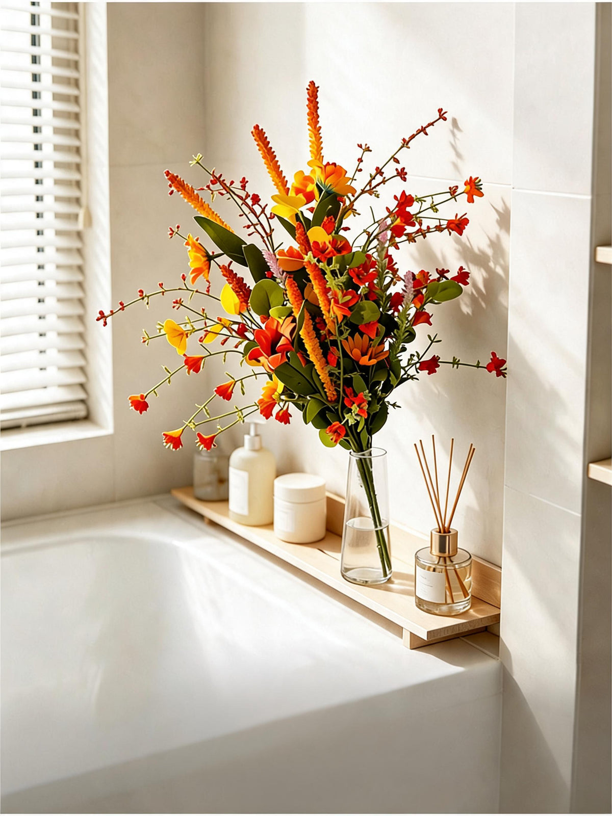 Ramo de margaritas artificiales de tonos otoñales, decoración para hogar, 75 cm