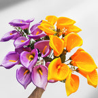 Ramo artificial de Cala mini, 31 cm, 7 flores de seda, decoración boda y hogar, sin maceta