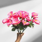 Ramo artificial de Cala mini, 31 cm, 7 flores de seda, decoración boda y hogar, sin maceta
