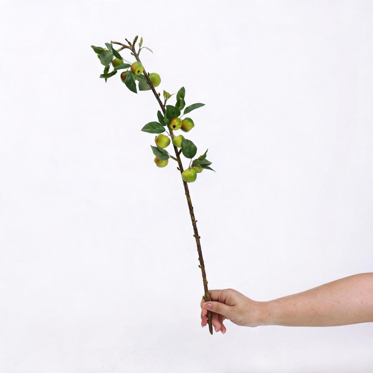 Rama artificial de manzano enano con hojas y frutos verdes - Decoración de mesa y hogar - 60 cm - Plástico - Estilo elegante