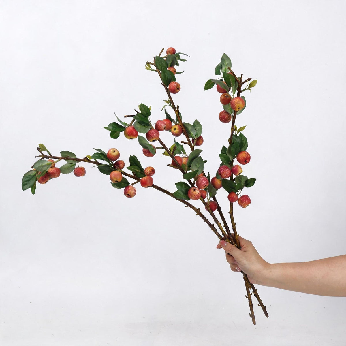Rama artificial de manzano enano con hojas y frutos verdes - Decoración de mesa y hogar - 60 cm - Plástico - Estilo elegante