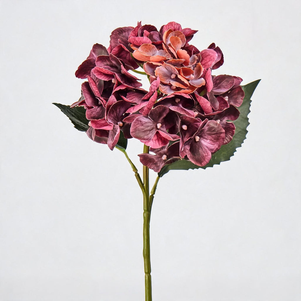 Hortensia artificial de 40 cm, tallo único, flor de 15 cm, decoración para bodas y hoteles, sin maceta