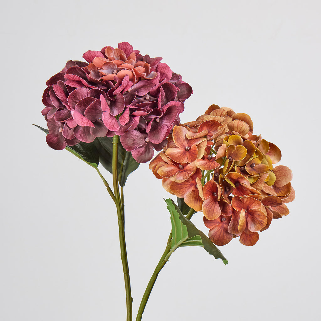 Hortensia artificial de 40 cm, tallo único, flor de 15 cm, decoración para bodas y hoteles, sin maceta