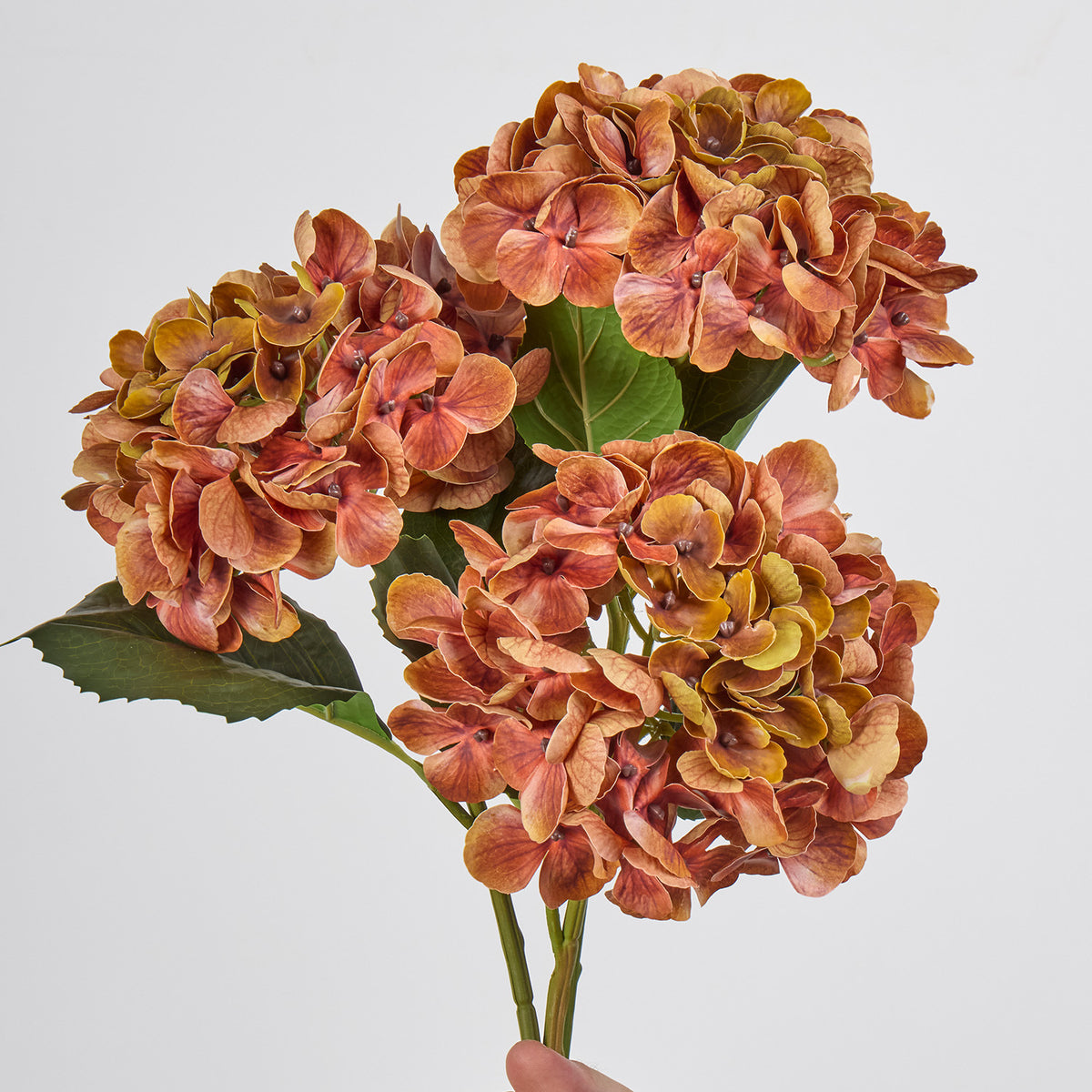 Hortensia artificial de 40 cm, tallo único, flor de 15 cm, decoración para bodas y hoteles, sin maceta