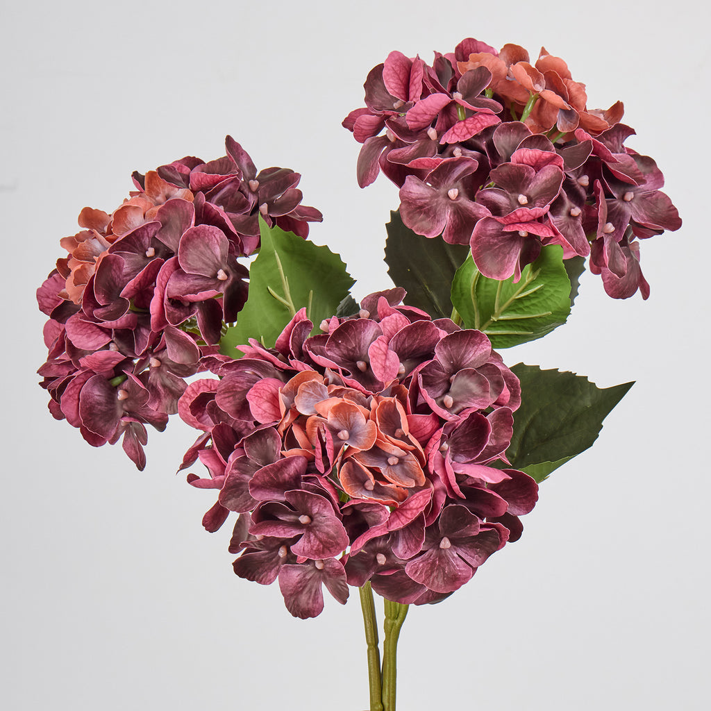 Hortensia artificial de 40 cm, tallo único, flor de 15 cm, decoración para bodas y hoteles, sin maceta