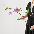 Flor artificial de clemátide, rama de 90 cm con 3 flores, decoración rústica y elegante para hogar y negocios