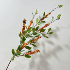 Ramo artificial de acebo con bayas rojas/naranjas, 115 cm, seda, decoración festiva retro para hogar, hotel o escaparate