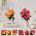 Ramo de 7 Rosas Artificial de Seda Gradiente 43cm - Decoración Boda Hogar Regalo