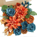 Kit de 20 cabezas sueltas de flores artificiales: rosas Anna y dalias para DIY, decoración de bodas, mesa y hogar, 200 g
