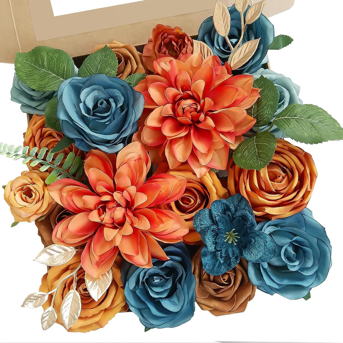Kit de 20 cabezas sueltas de flores artificiales: rosas Anna y dalias para DIY, decoración de bodas, mesa y hogar, 200 g