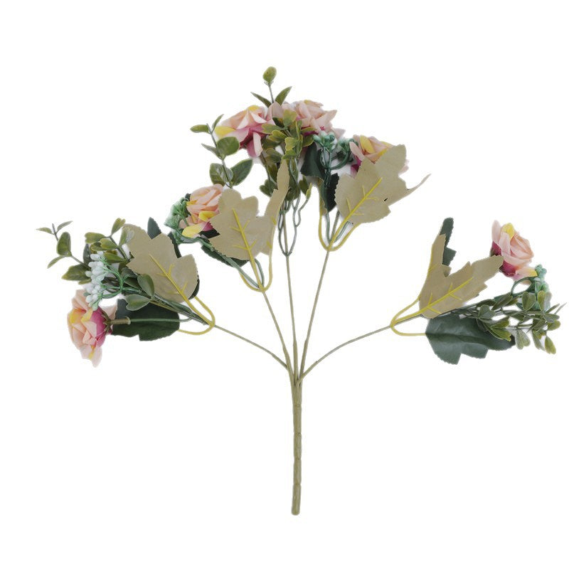 Ramo artificial de rosas mixtas 50 cm, sedas, 5 flores, decoración moderna para bodas, hogar, hoteles, eventos