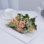 Ramo artificial de rosas mixtas 50 cm, sedas, 5 flores, decoración moderna para bodas, hogar, hoteles, eventos