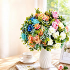 Ramo artificial de rosas mixtas 50 cm, sedas, 5 flores, decoración moderna para bodas, hogar, hoteles, eventos