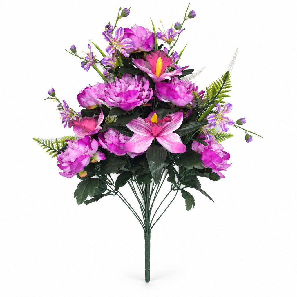 Ramo artificial de peonías y lirios, 24 flores, 65 cm, decoración moderna interior, sin maceta, ideal para bodas, eventos o hogar