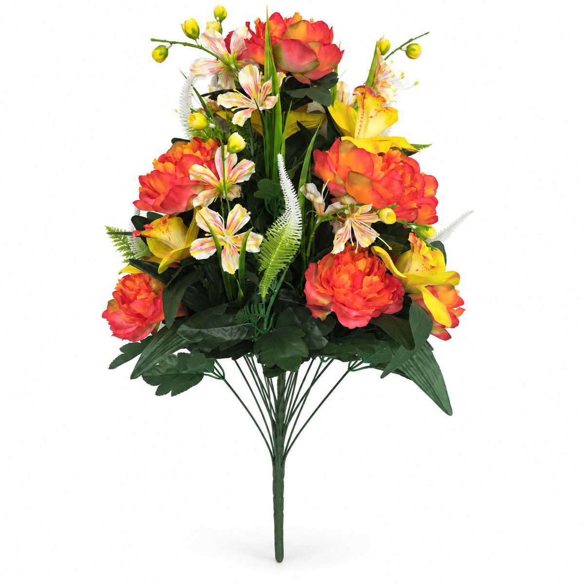 Ramo artificial de peonías y lirios, 24 flores, 65 cm, decoración moderna interior, sin maceta, ideal para bodas, eventos o hogar