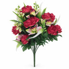 Ramo artificial de peonías y lirios, 24 flores, 65 cm, decoración moderna interior, sin maceta, ideal para bodas, eventos o hogar